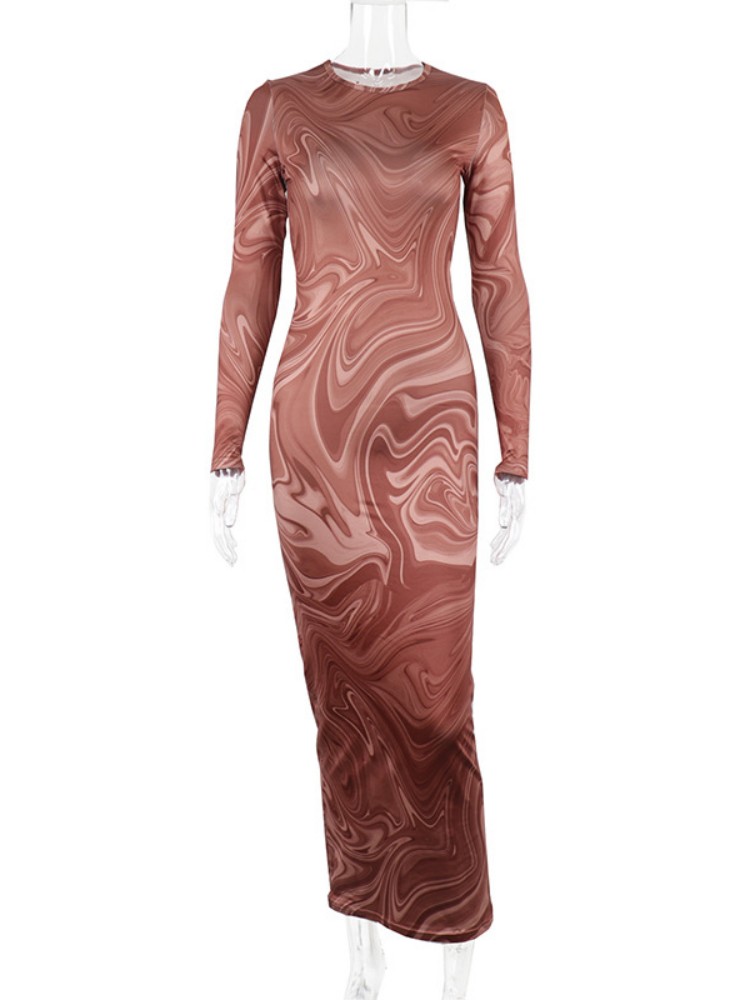 Robes De soirée moulantes à manches longues pour femmes, vêtements De soirée, col rond, mi-mollet, Sexy, tenues une pièce, Streetwear