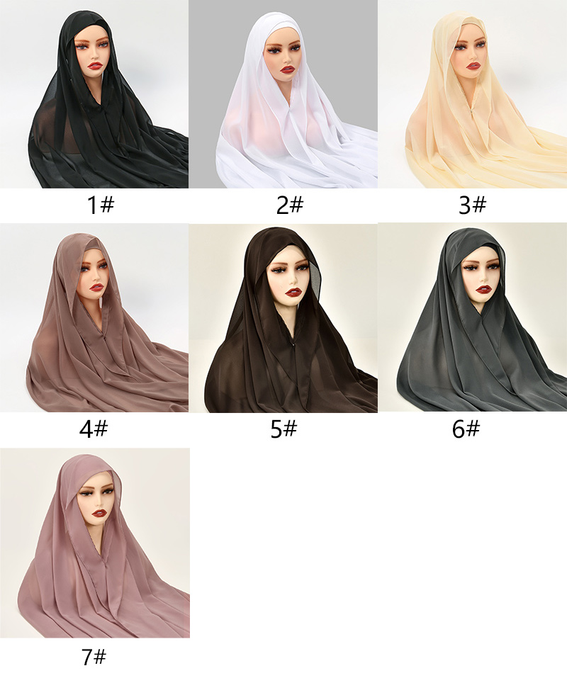 Hijab instantané en mousseline de soie avec boucle magnétique intégrée, couleur unie, écharpe musulmane pour femme, Turban islamique doux, bandeau à la mode, châle