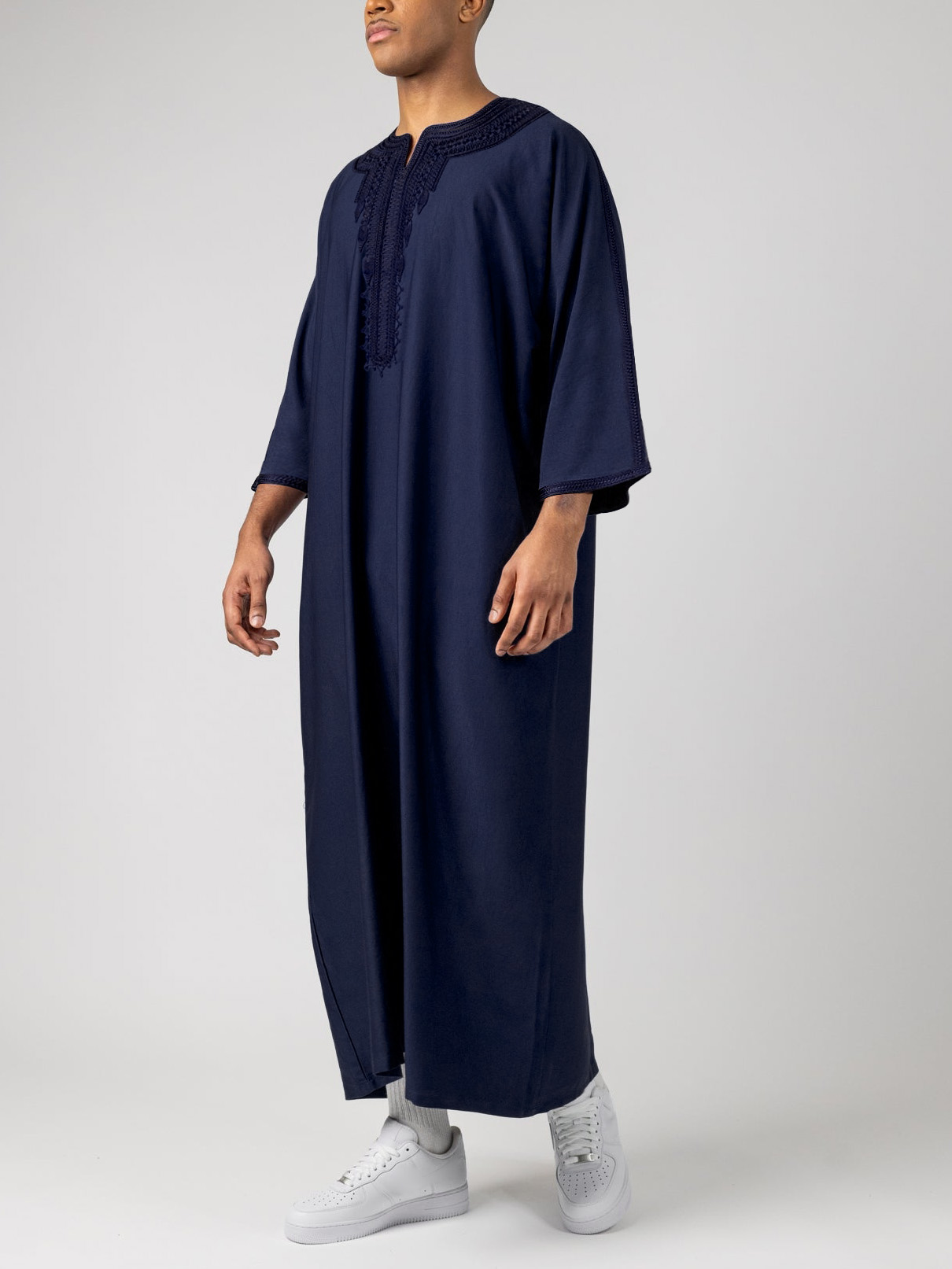 Gandoura-Robe traditionnelle brodée pour homme, vêtement musulman marocain, pour le Ramadan, abaya, 2024