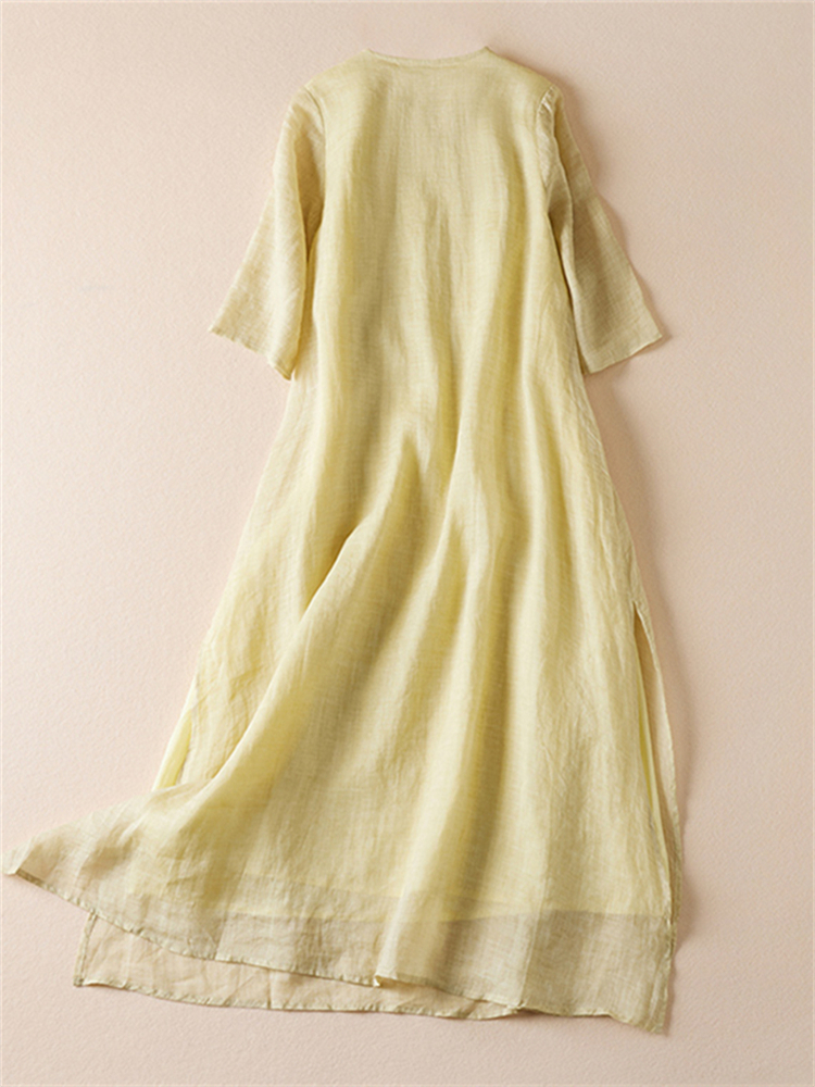 Robes d'été imprimées vintage pour femmes 2026 – Nouvelle robe longue décontractée et respirante pour femme, tenue de bureau élégante