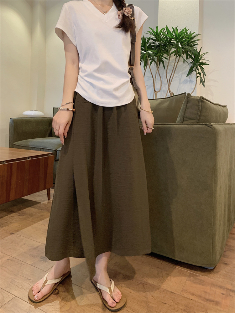 Jupe-pantalon taille haute fine anti-UV pour femme, style décontracté, dissimulant les hanches et les cuisses, longueur 7/8 ou 9/10