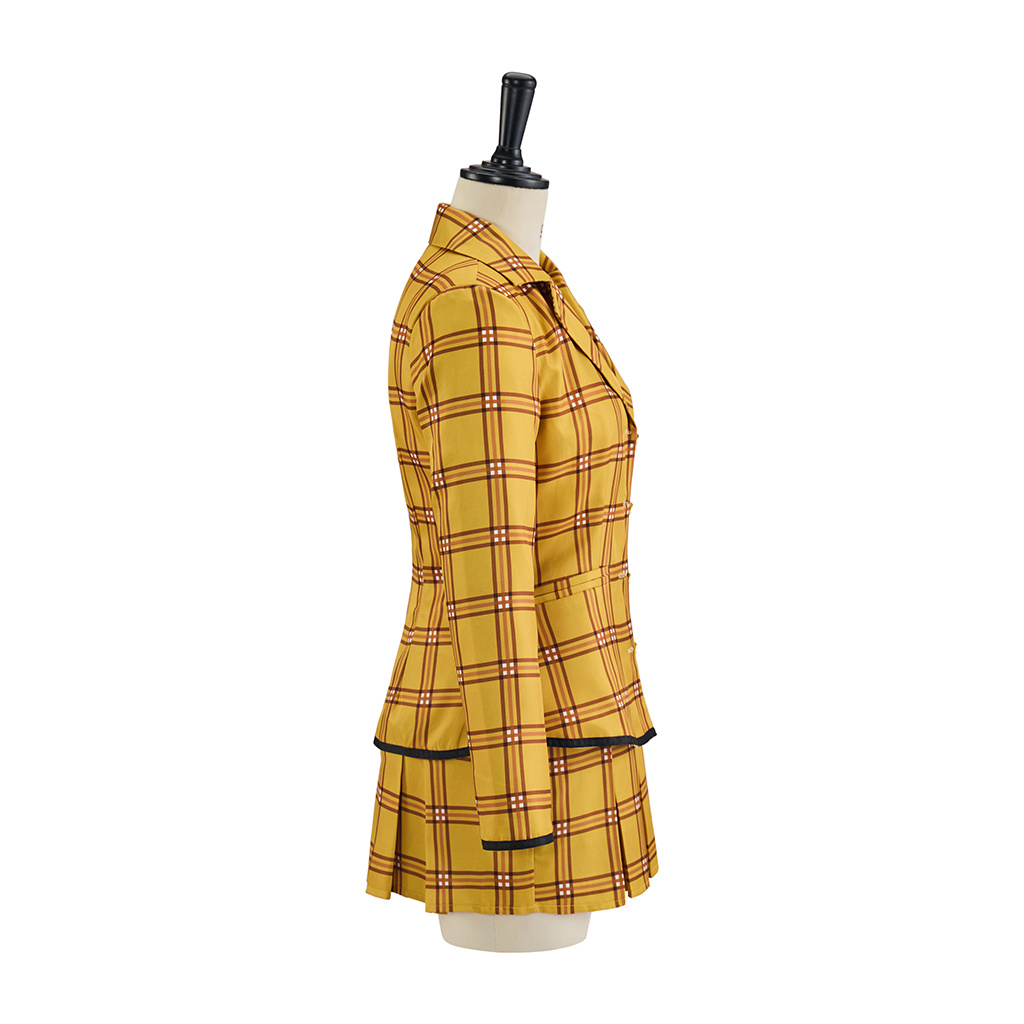 Film Clueless Cher Horowitz Cosplay uniforme à carreaux jaunes veste gilet jupes ensemble Halloween noël carnaval tenues de fête
