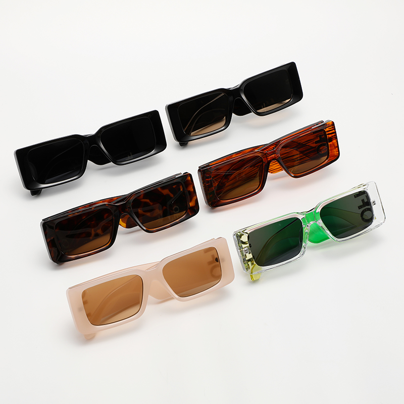 Lunettes de soleil à monture carrée colorée pour femmes, lunettes de soleil à jambe large, rétro, degré UV, unisexe, mode