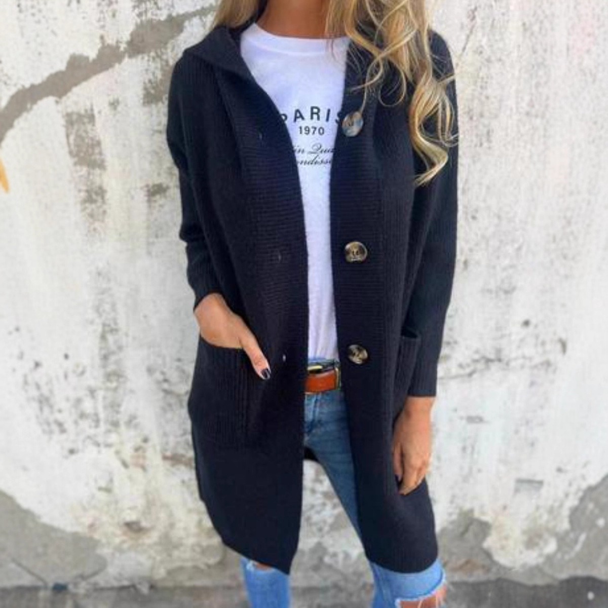 Pull vêtements femmes bouton automne Cardigan à manches longues gris pull pull femmes tricoté Cardigan