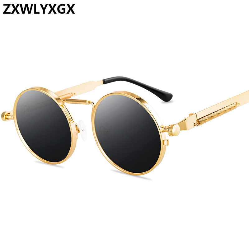 Vintage Style Punk lunettes de soleil hommes rétro rond cadre en métal femmes lunettes de soleil lunettes de mode Gafas sol mujer UV400
