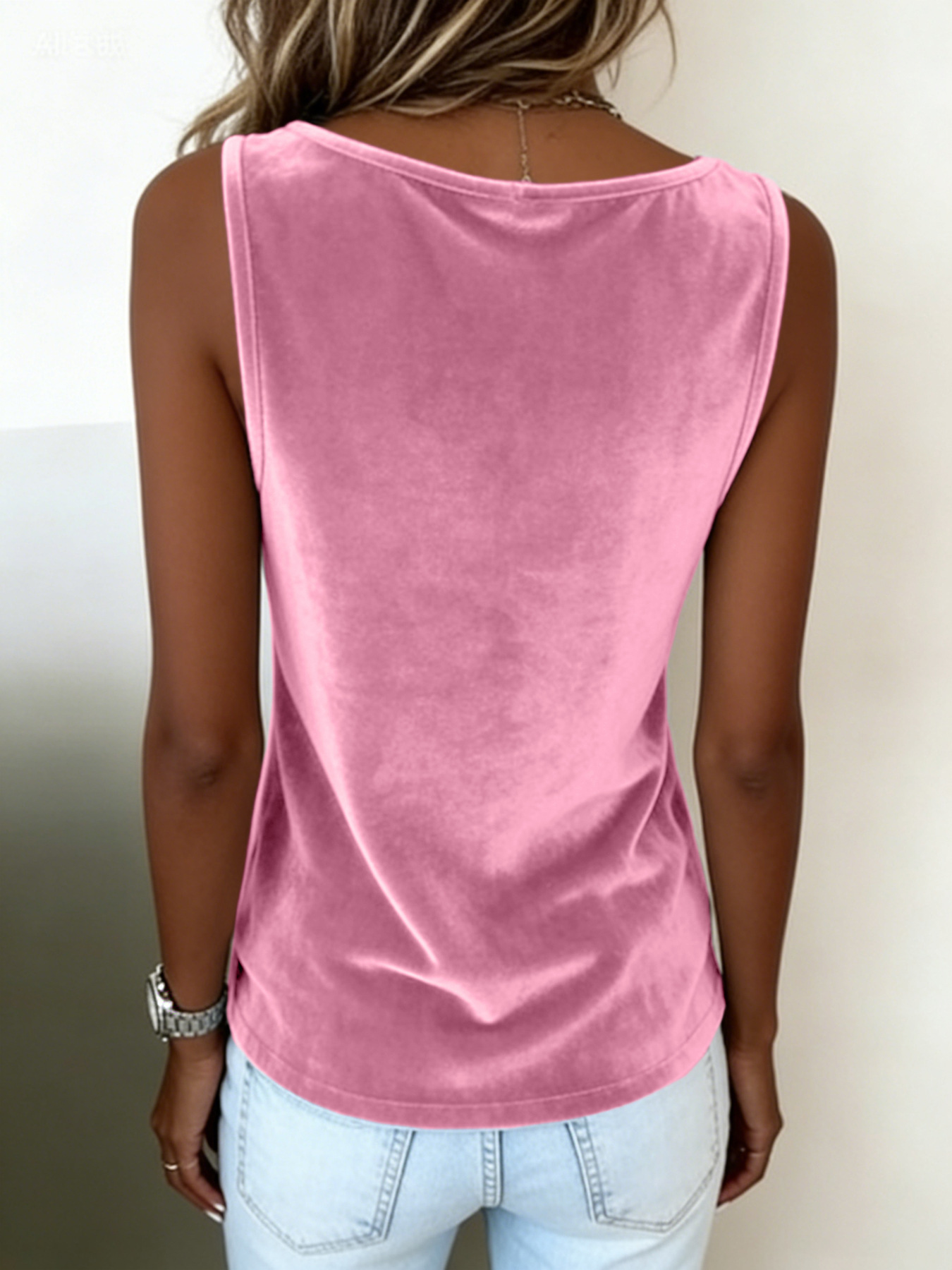 Nouvelle Collection 2026 de Vêtements pour Femmes : Gilet en Velours Sensuel, Élégant, Couleur Unie, Décolleté Plongeant, Sans Manches.