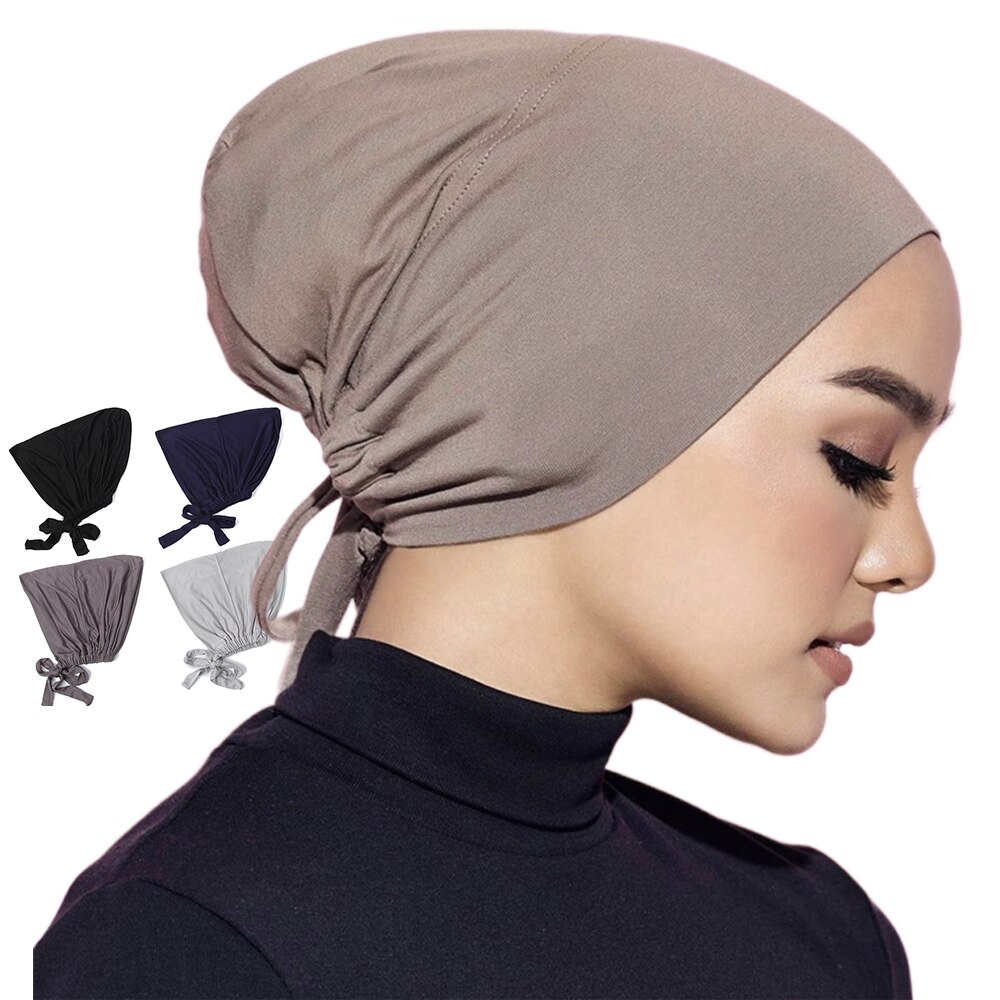 Capuchons intérieurs réglables, couleur unie, élastique, Modal, Hijab, Bonnet musulman, sous-écharpe, accessoires de mode pour femmes