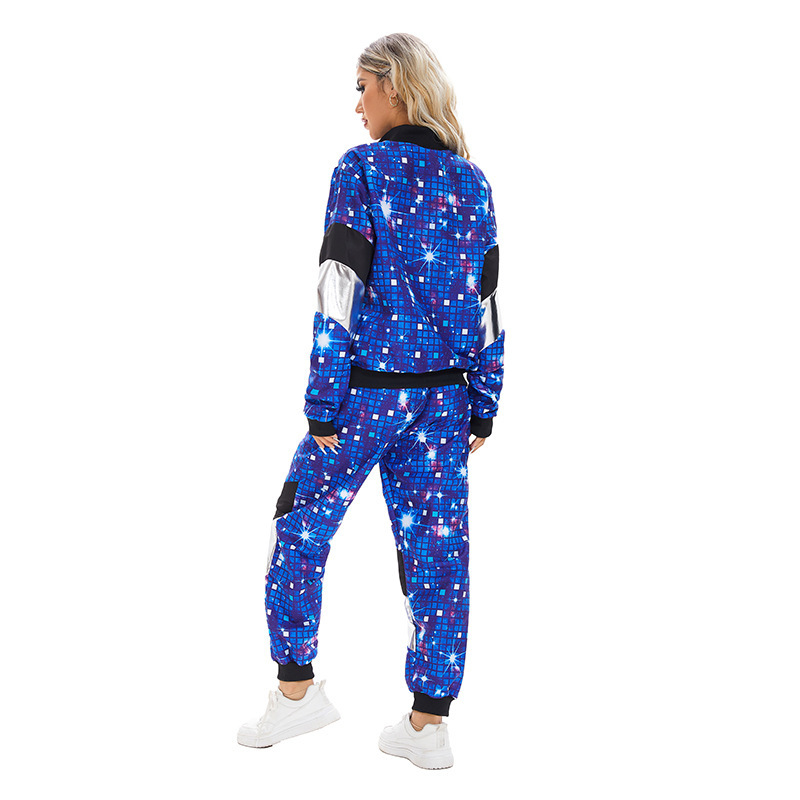 Costume de coquillage des années 80 et 90 pour femmes, veste Disco, pantalon, tenue de survêtement des années 70, Costume de spectacle de danse rétro Vintage