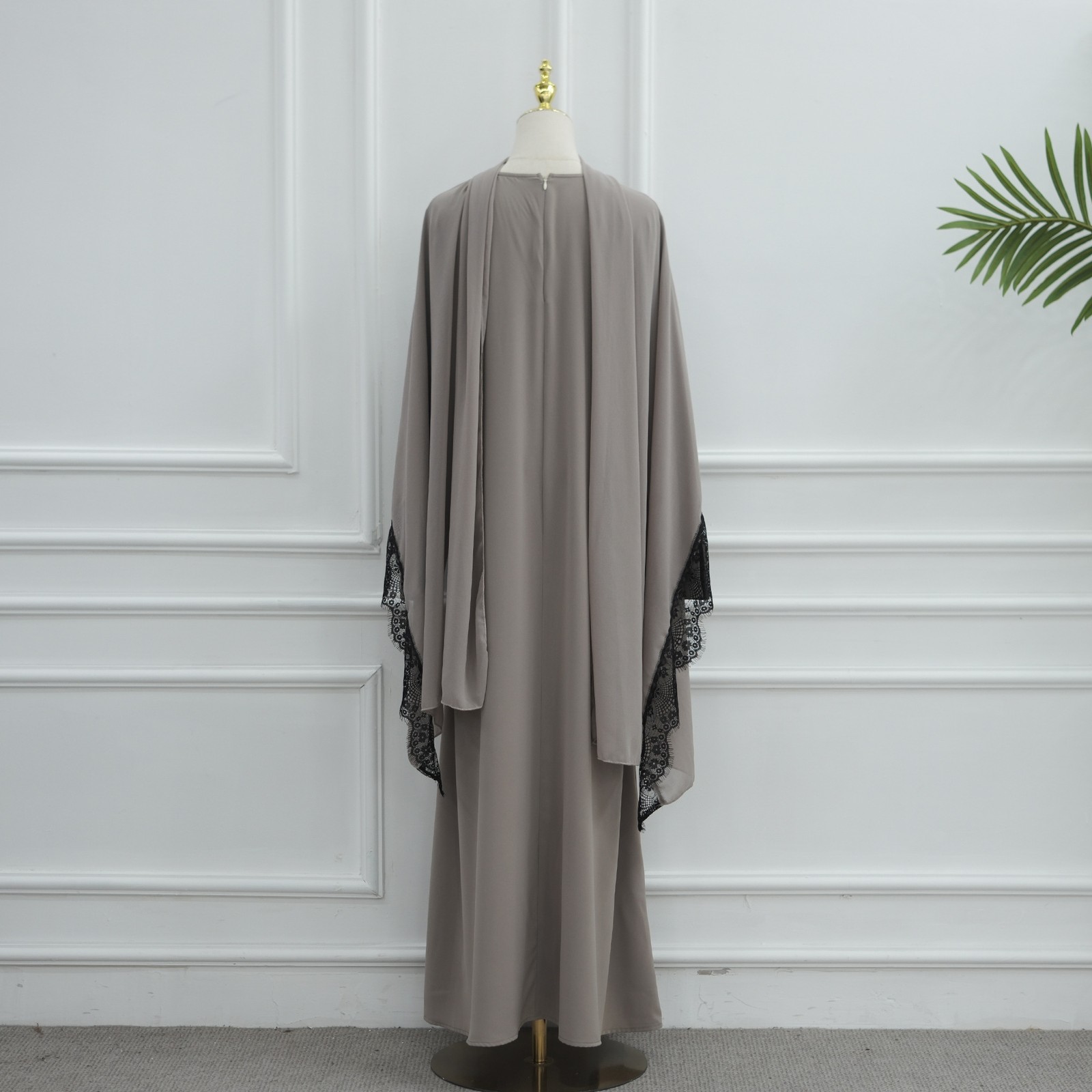 Robe pour femmes pour l'Aïd avec hijabs, manches longues, dentelle, volants, caftan ample, vêtements décontractés islamiques