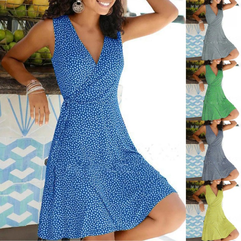 Robes pour femmes 2025 décontracté grande taille femmes Floral Wrap col en V robe Midi une ligne Swing Cap manches Midi robes De Fiesta