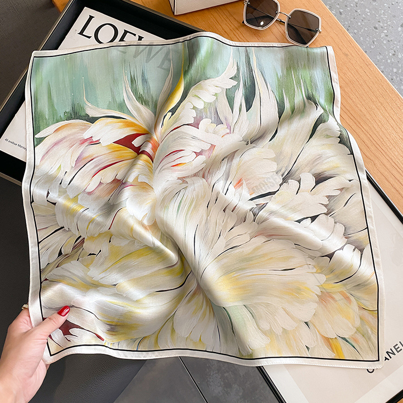 Foulard de Luxe en Forme de Mûrier pour Femme, Hijab de 53cm, 100% Authentique, de Marque, pour Sauna, Fleurs, Décoration de Sac à Main, Printemps et Automne