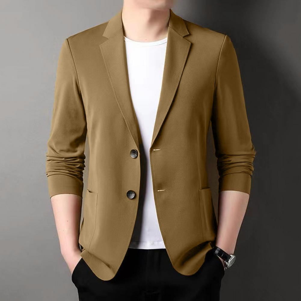 Manteau de costume d'été formel pour hommes, manteau d'affaires à revers, poches à Double boutons, Cardigan solide, vestes de costume amples pour hommes, veste de travail