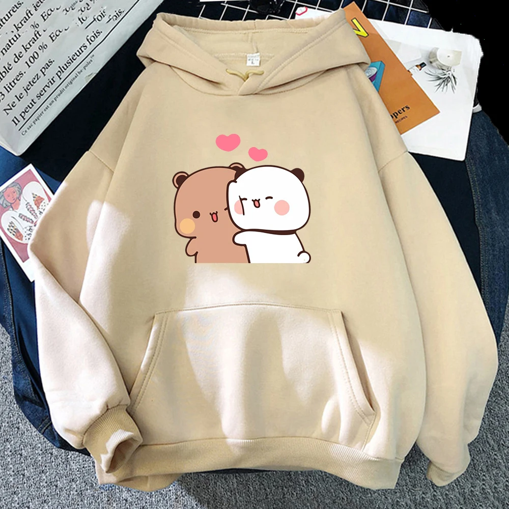 Dessin animé Panda Bubu et Dudu femmes grande taille sweat à capuche Kawaii Harajuku col rond Harajuku unisexe imprimé vêtements hauts