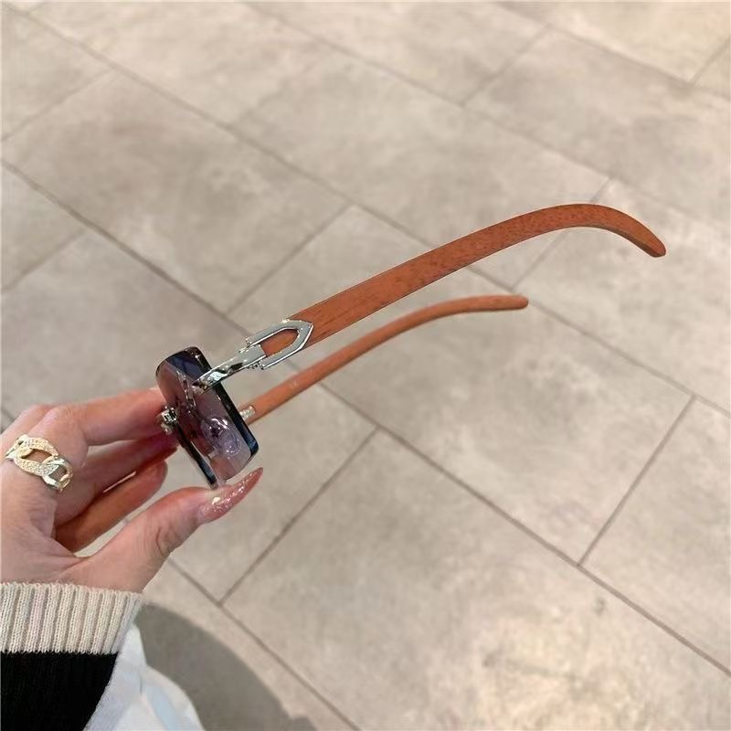 Lunettes de soleil punk tendance sans monture, rectangulaires, pour hommes et femmes, protection UV400, pour la conduite, verres dégradés sans cadre
