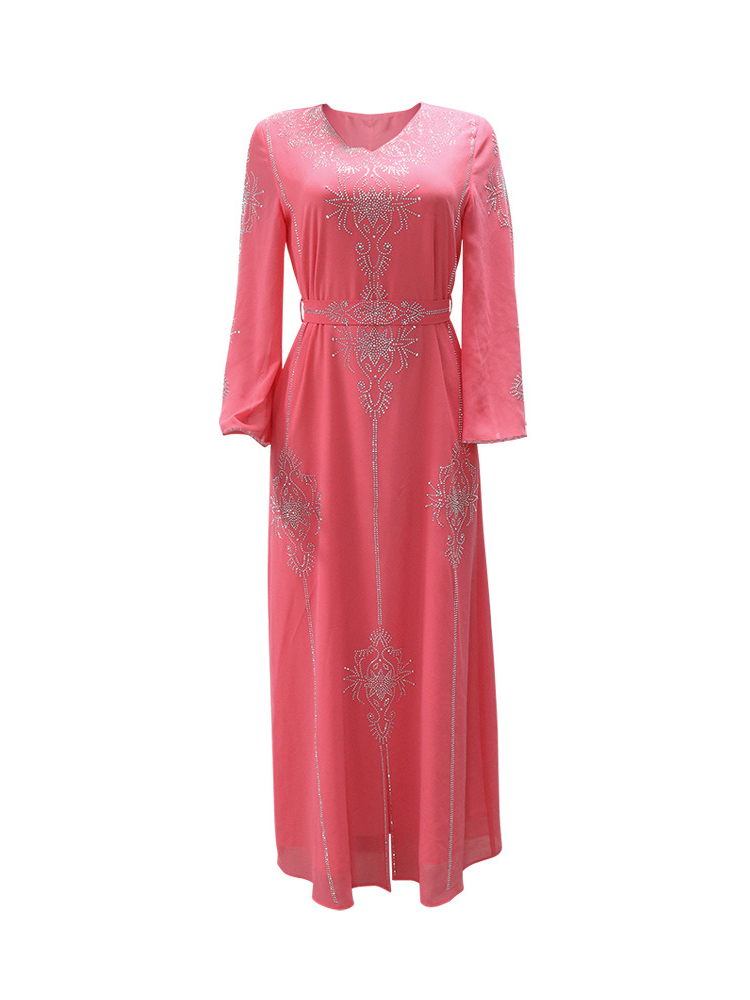 Eid Jalabiya-Robe de soirée musulmane pour femme, abayas arabes à lacets en diamant, robes longues, robe élégante, robe éducative pour le Ramadan