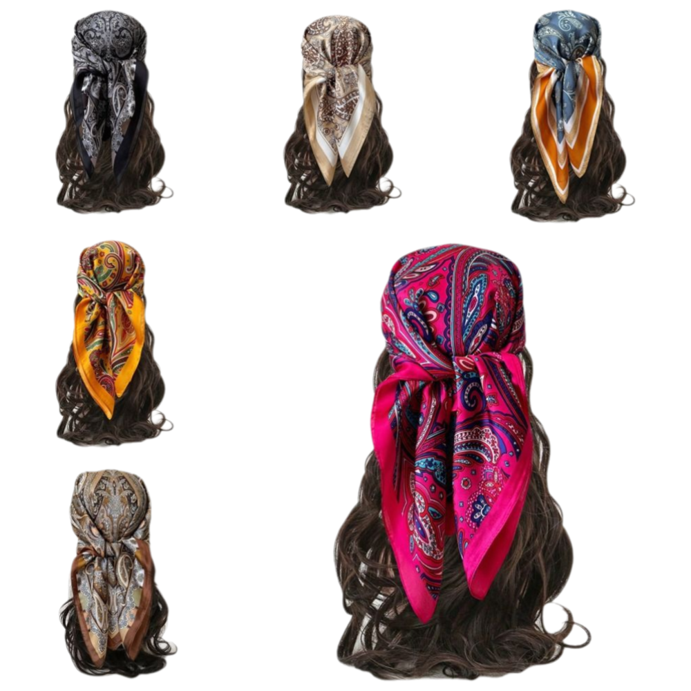 Foulard carré imprimé imitation soie pour femme, écharpe de cou, châle, foulard pour cheveux, poignet, tête, hijab, bandana, collection printemps