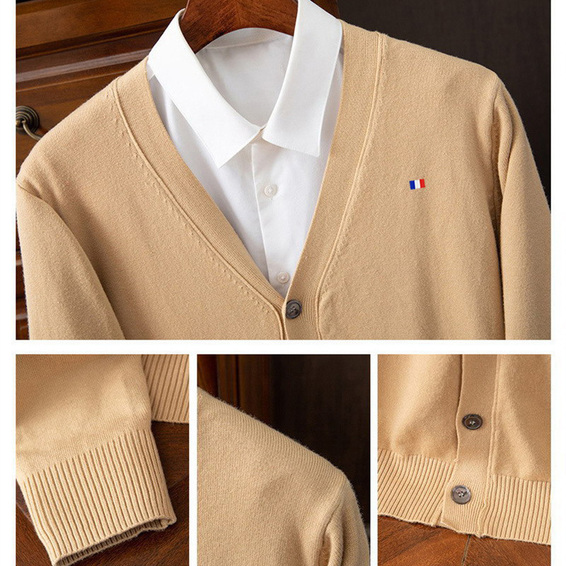 Pull en cachemire vêtements pour hommes col en v Cardigan tricot printemps automne hauts amples haut de gamme Jersey Hombre Pull Homme manteau en laine