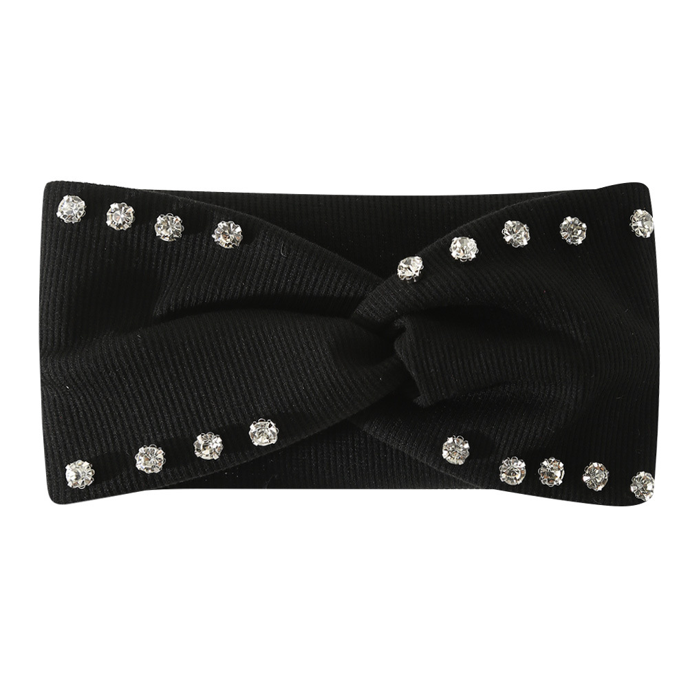Bandeau en strass couleur unie, simple et polyvalent, élastique croisé en laine tricotée, pour le sport et le quotidien des femmes