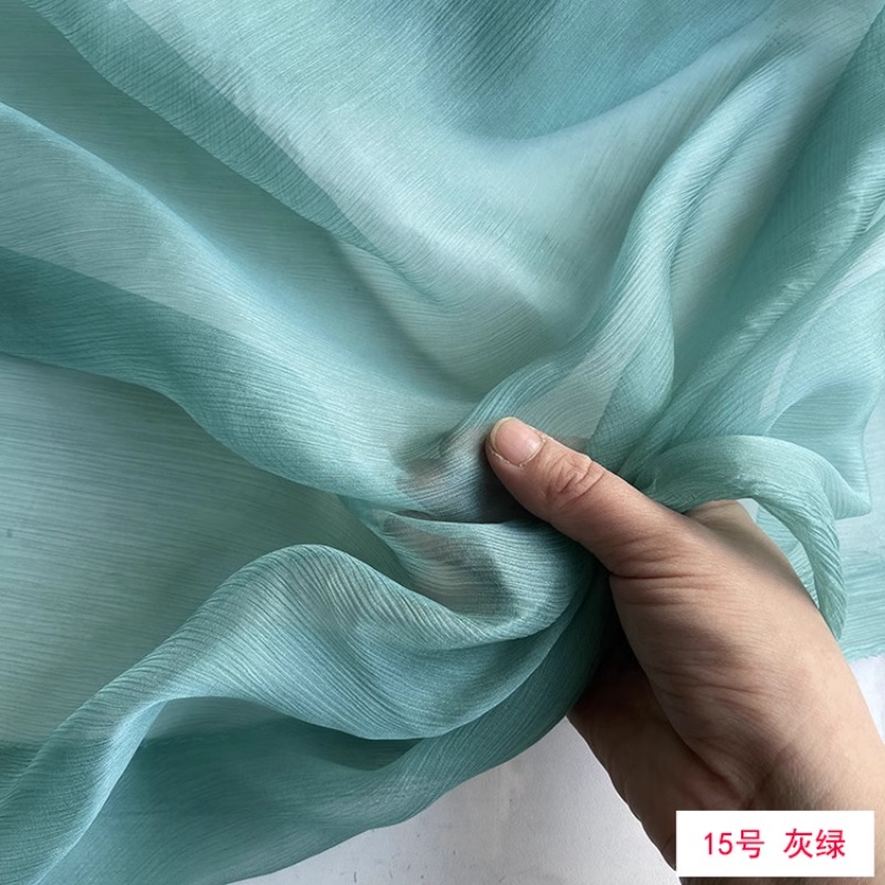 Tissu Georgette lisse en soie de 140Cm de large, tissu fin Transparent de couleur unie plissé en soie de mûrier pour robe, vente en gros