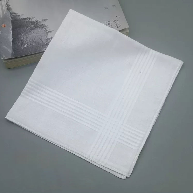 Mouchoirs en coton doux blanc pour hommes, 12 pièces, couleur unie, pour manger du mariage, essuyage des aliments, exercice de sueur