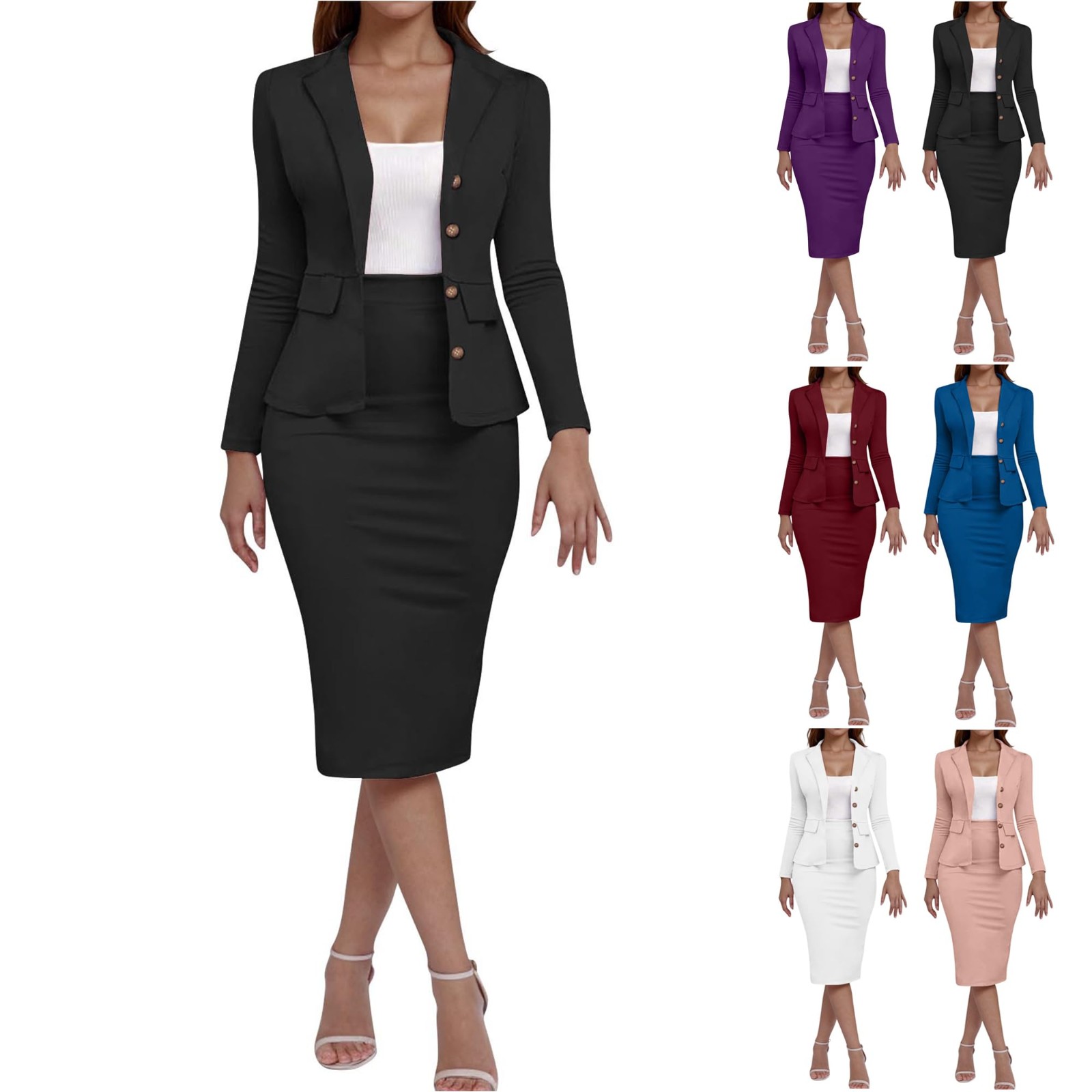 Costume taille 8 femme élégant 2 pièces tenue jupe ensemble tenues décontractées pour le travail Costume d'affaires femmes femmes vêtements islav