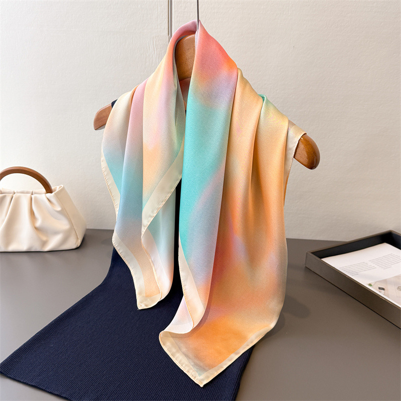 Nouveau Foulard Carré en Satin Imprimé 2026 pour Femme – Châle, Bandeau, Hijab, Bandana