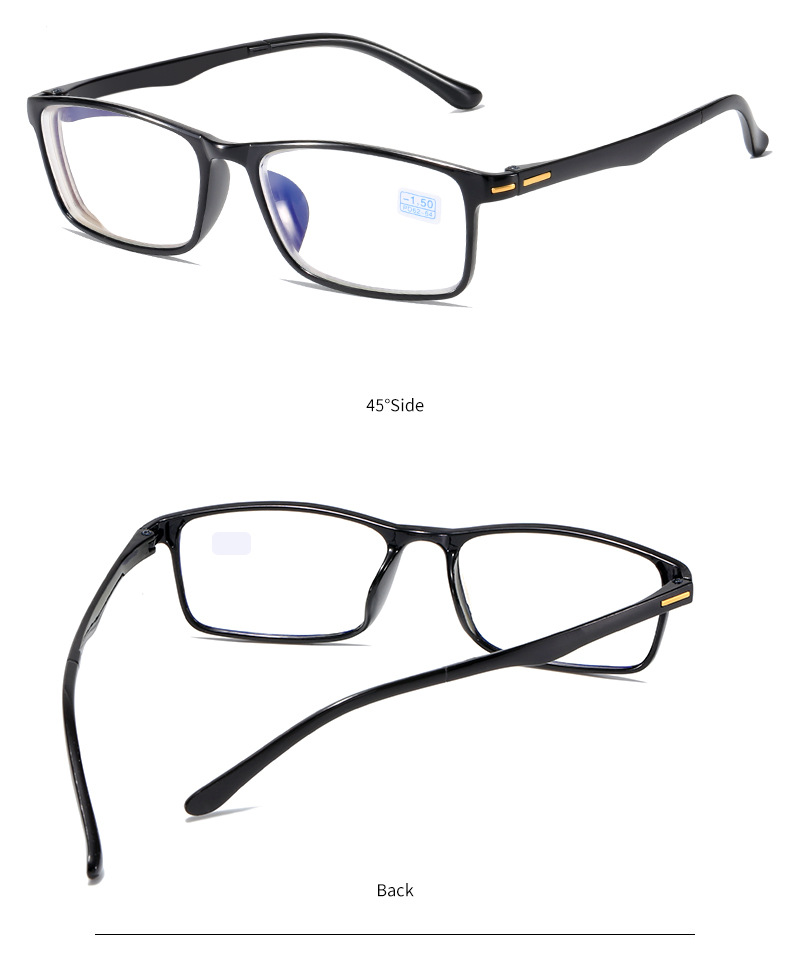 Nouveau fini noir encadré myopie lunettes Non déformable lunettes cadre hommes et femmes haute définition myopie lunettes0 -50 -400
