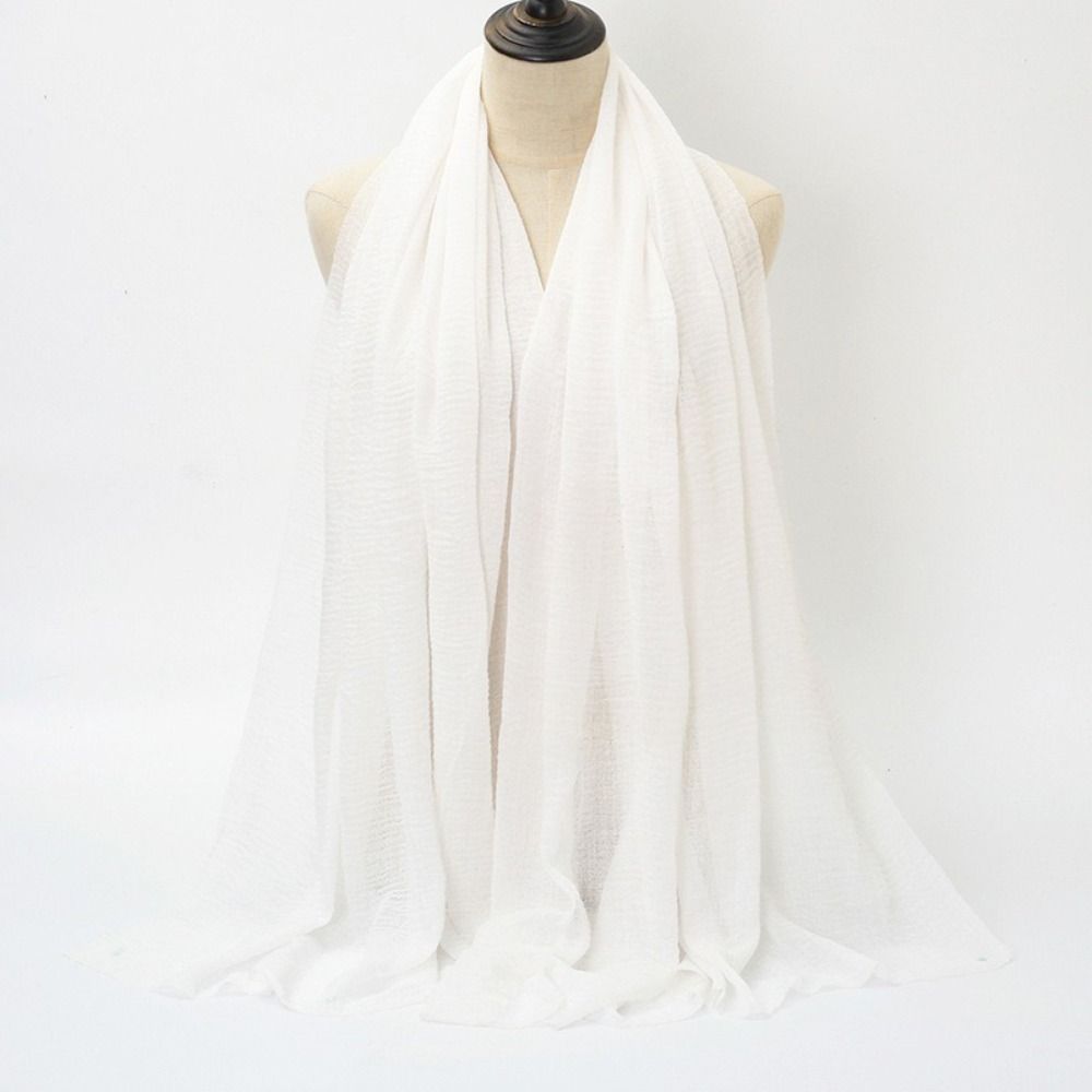 Foulards Voiles Plissés pour Femmes – 10 Couleurs, Hijab Uni en Coton et Lin Froissé, Écharpe de Tête
