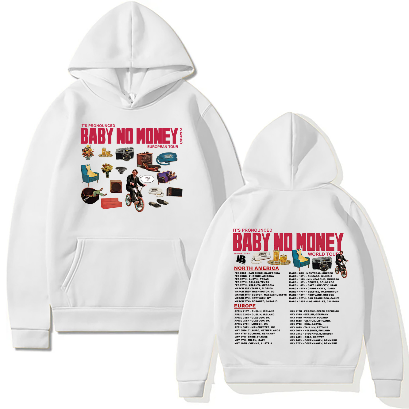 Bbno $ nouveaux sweats à capuche c'est prononcé bébé pas d'argent Tour européen 2025 sweat hommes femmes pulls Harajuku vêtements d'automne créatifs