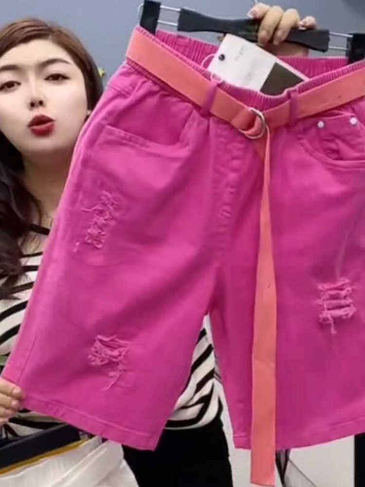 Mode jean coton femmes blanc été nouveau jean ample sarouel taille haute Shorts décontracté femme 2025