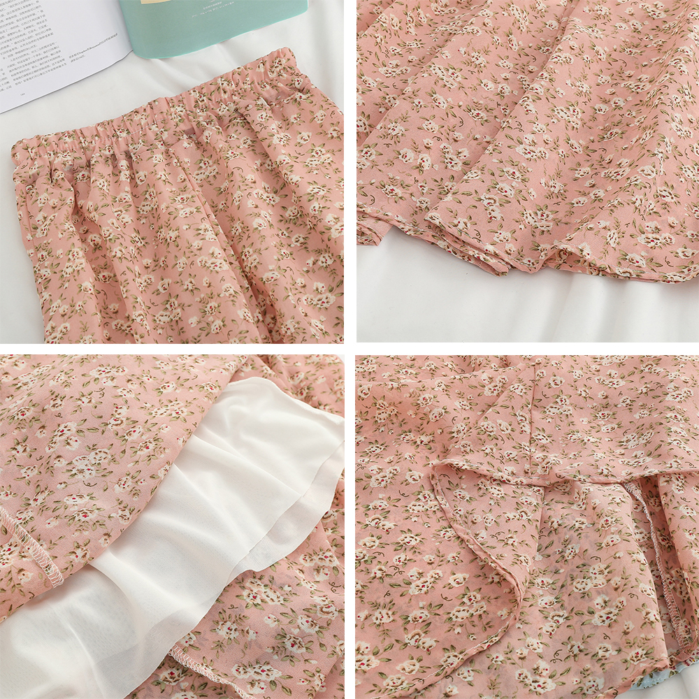 Longue jupe plissée en mousseline de soie pour femme, style bohème élégant, imprimé floral, ligne A, coréen, Harajuku, chic, simple, midi, été