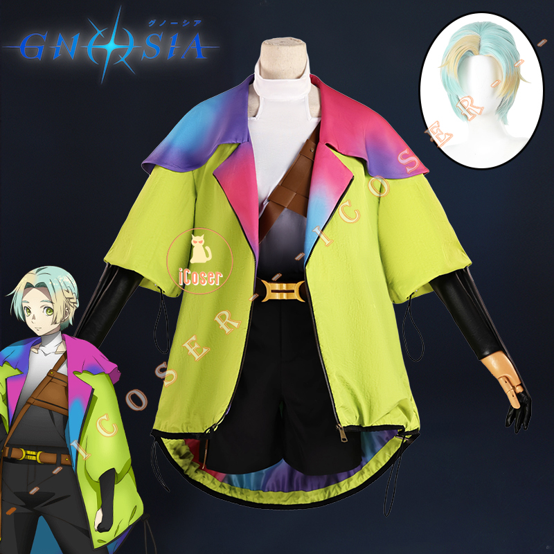 Perruque de Costume de Cosplay Anime Gnosia Yuri, veste verte, uniforme de carnaval, fête d'halloween pour femmes, hommes et filles, accessoires de tenue de jeu de rôle
