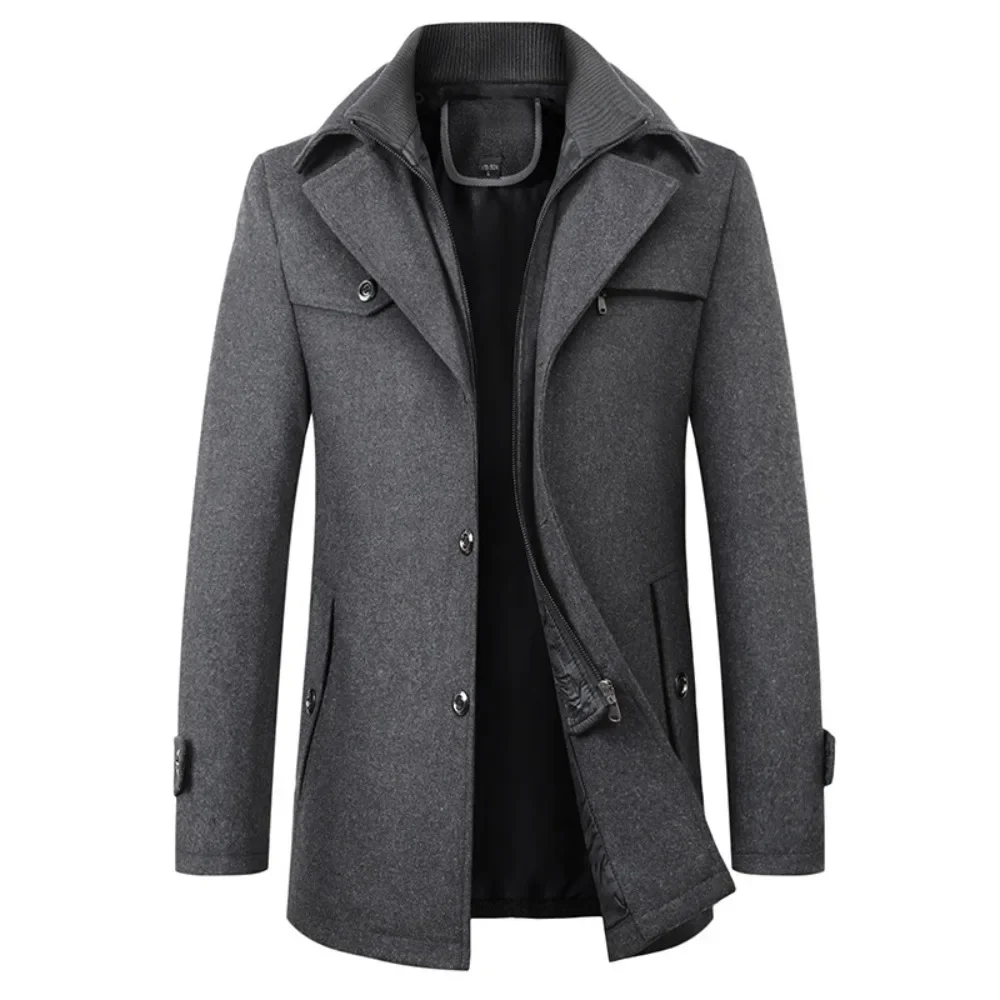 Manteau en laine à double col pour hommes, pardessus d'automne et d'hiver, vêtements pour hommes, nouveau, 2023
