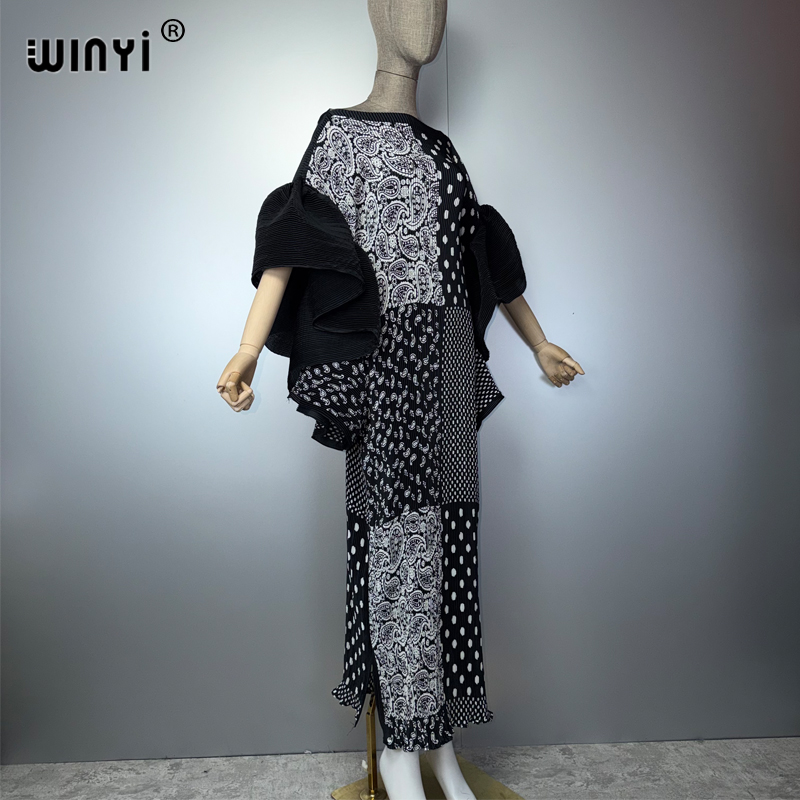 Robe plissée élastique WINYI, style bohème, robe de plage, kaftan élégant, abaya, robe de soirée de luxe Dubaï, robe de soirée pour femme musulmane