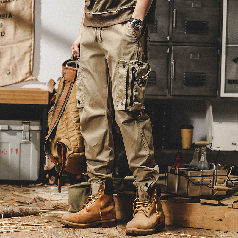 Pantalon cargo multi-poches pour hommes, pantalon décontracté, jambe droite, taille élastique, mode automne, nouveau