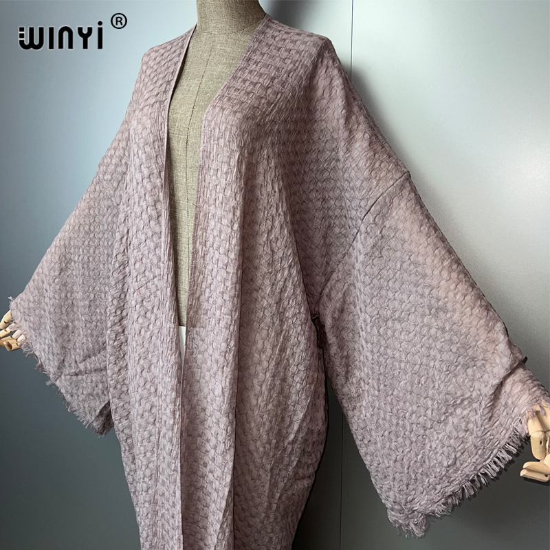 WINYI plage kimono teint à la main cardigan maillots de bain robe de soirée abaya dubaï luxe couvertures tenues de plage femmes maxi manteau caftan