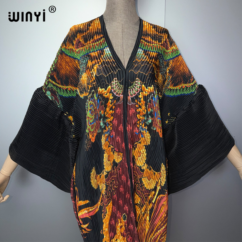 WINYI Robe plissée élastique du Moyen-Orient, robe de plage, kaftan, abaya, robe de soirée de luxe Dubaï, abaya pour femme musulmane
