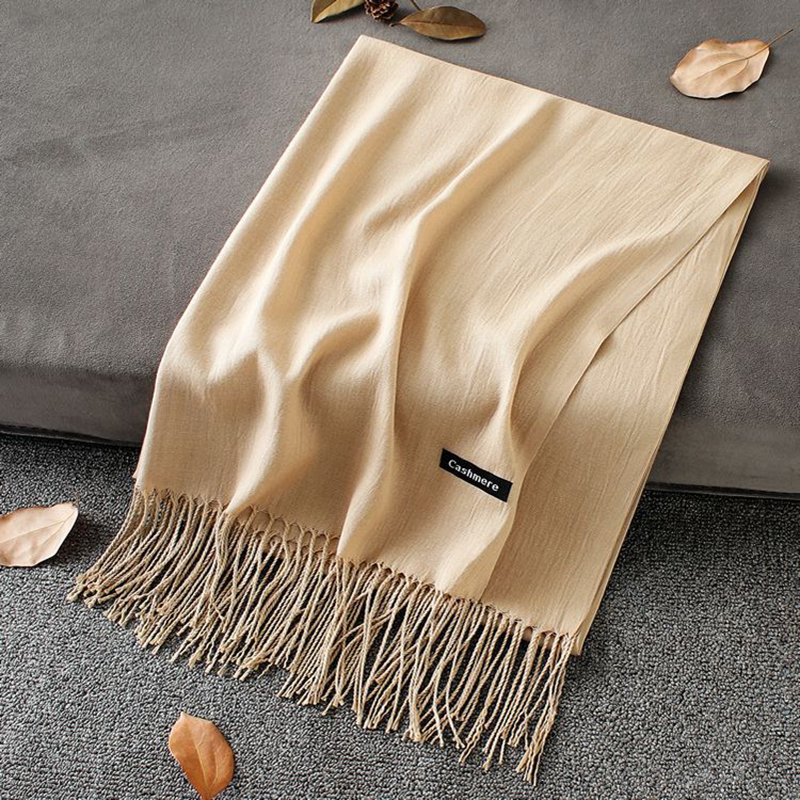 Foulards en cachemire doux pour femmes, nouvelle couleur unie, écharpe fine et longue avec pompon, châle chaud décontracté pour dames, nouvelle collection automne hiver