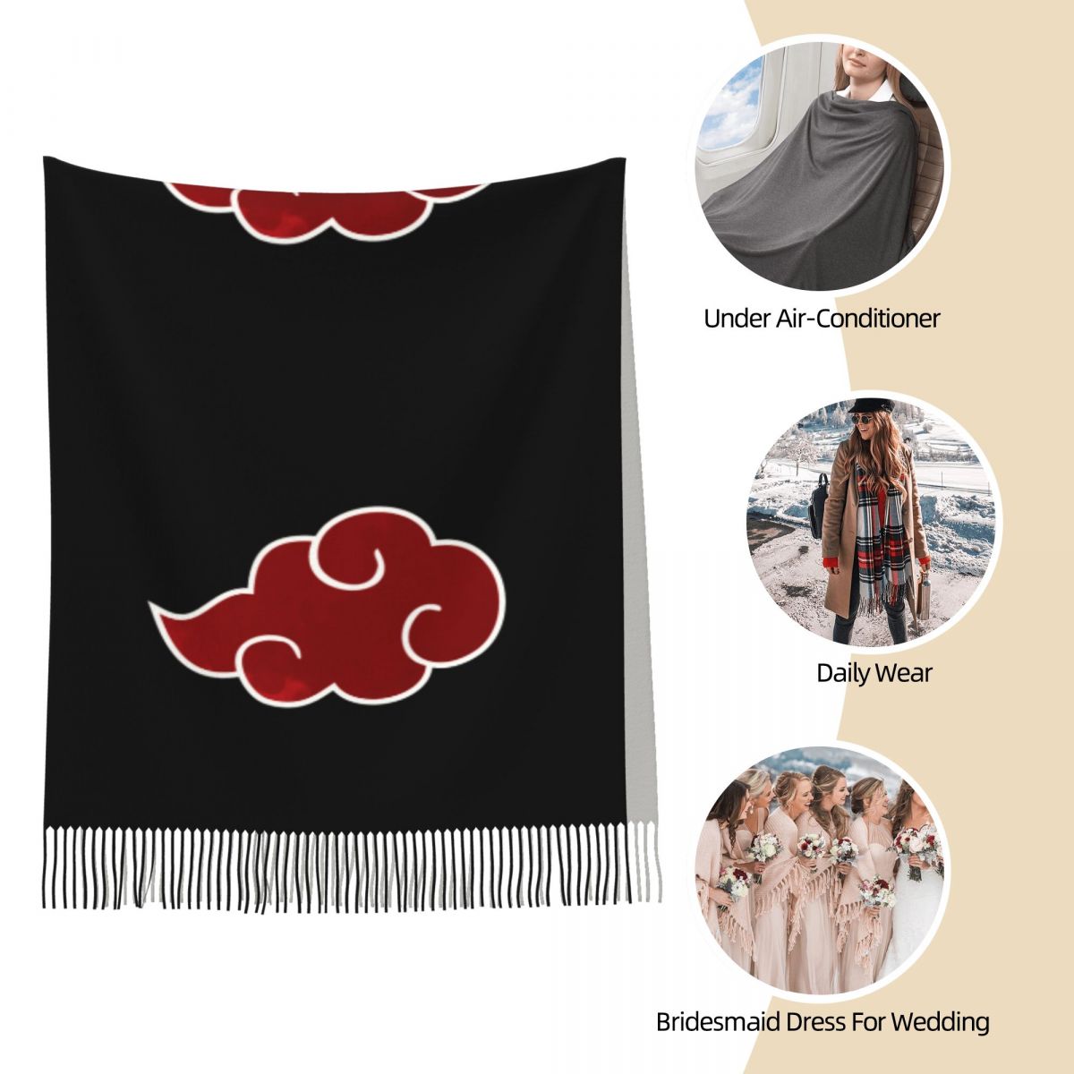 Neji Cloud japonais Anime châle enveloppes femmes hiver longue écharpe douce Pashmina gland foulards