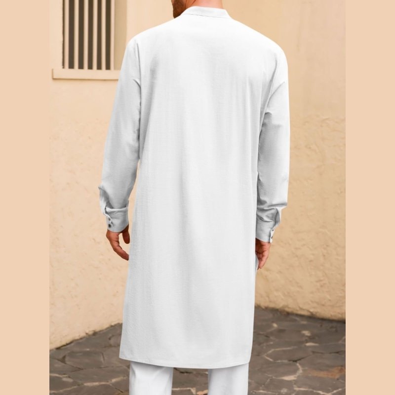 Robe islamique à manches longues G92D pour hommes, offrant une couverture complète élégante lors des cérémonies religieuses des événements sociaux