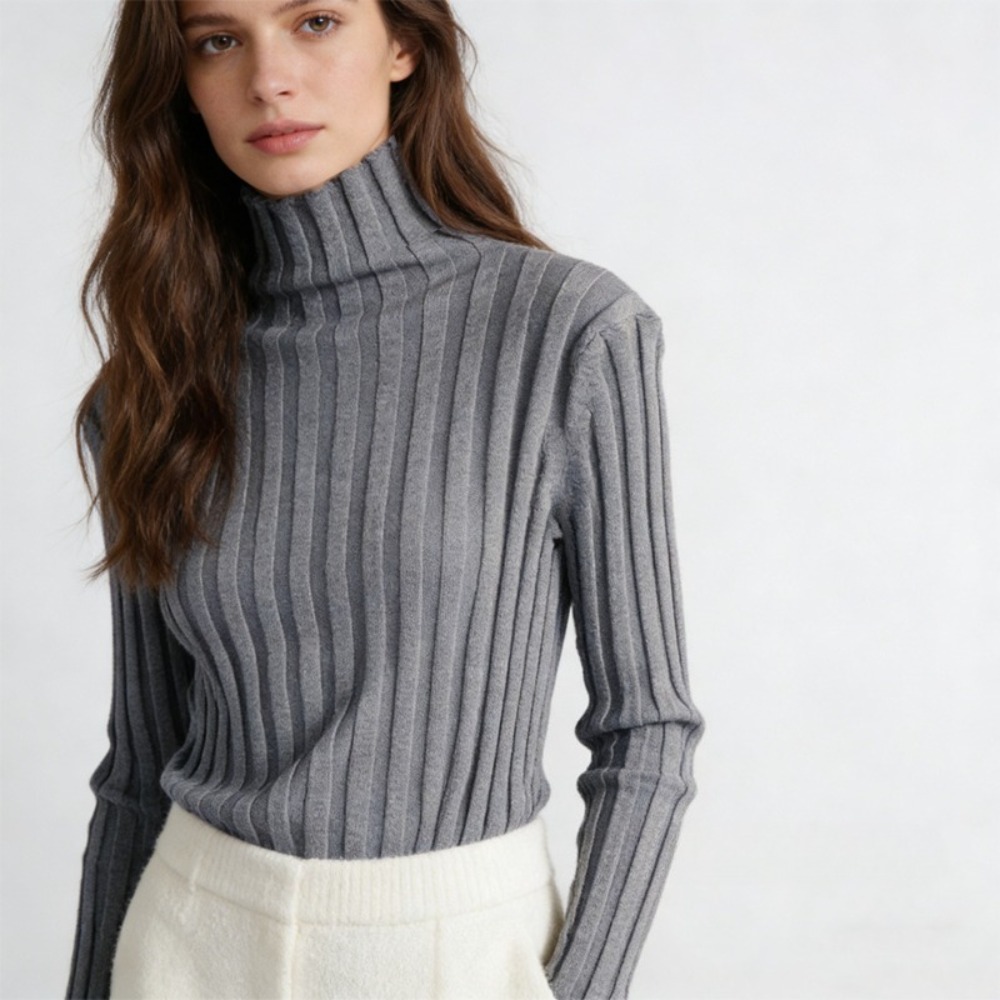 Pull en tricot pour femme, 70% soie de mûrier naturelle et 15% cachemire, col haut rayé, doux pour la peau, tendance