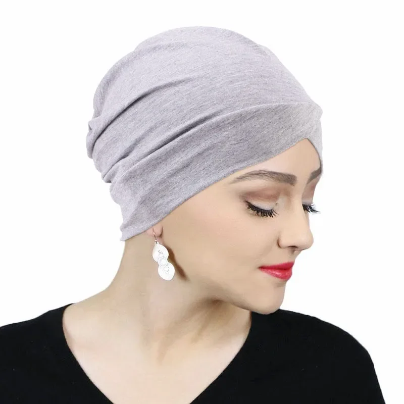 Bonnet intérieur uni en tissu modal extensible croisé pour femme musulmane, usage quotidien, turban islamique arabe, couvre-chef doux et confortable