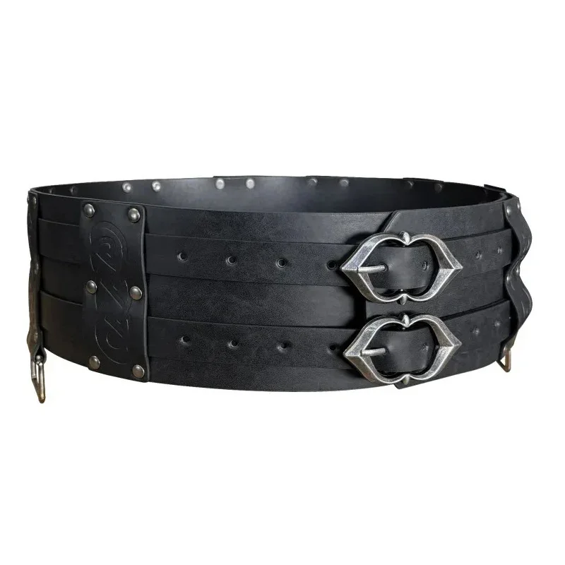 Ceinture en cuir à double largeur pour hommes, ceinture de taille gladiateur celtique Vibasin, accessoire de la Renaissance médiévale, costume de construction large