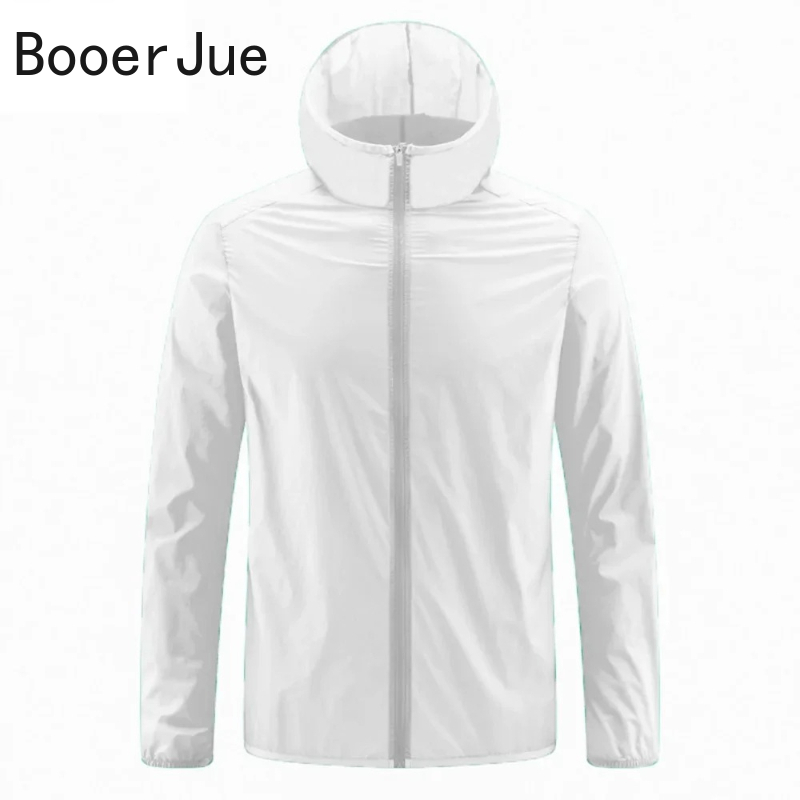 Vêtements de protection solaire pour hommes, veste légère et respirante en soie glacée à capuche, à séchage rapide, manteau anti-ultraviolet pour l'extérieur, été