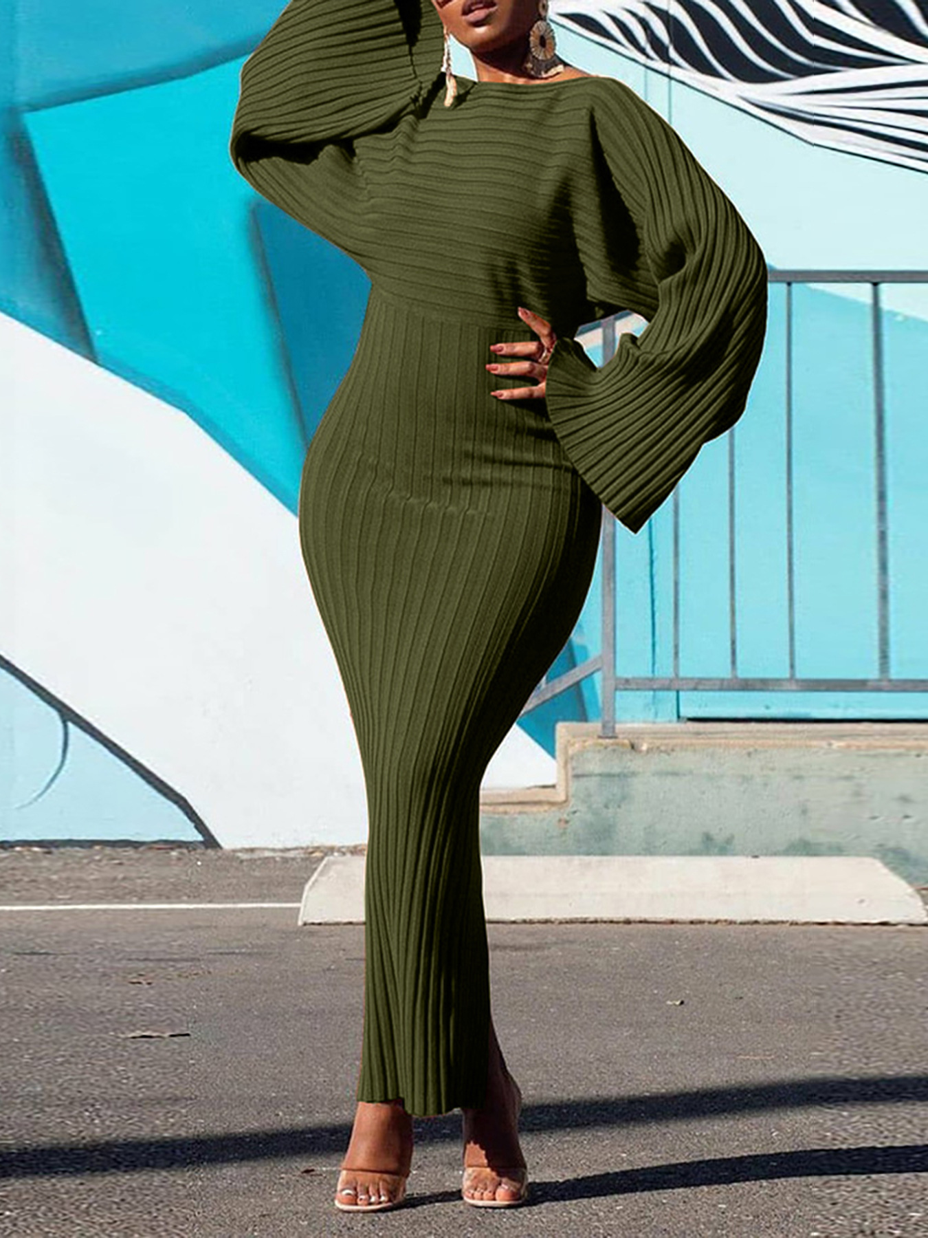 Robe en tricot pour femmes, col rond, taille élastique, enveloppante, robes de hanche épissées, coupe cintrée irrégulière, manches longues, élégante, hiver 2025