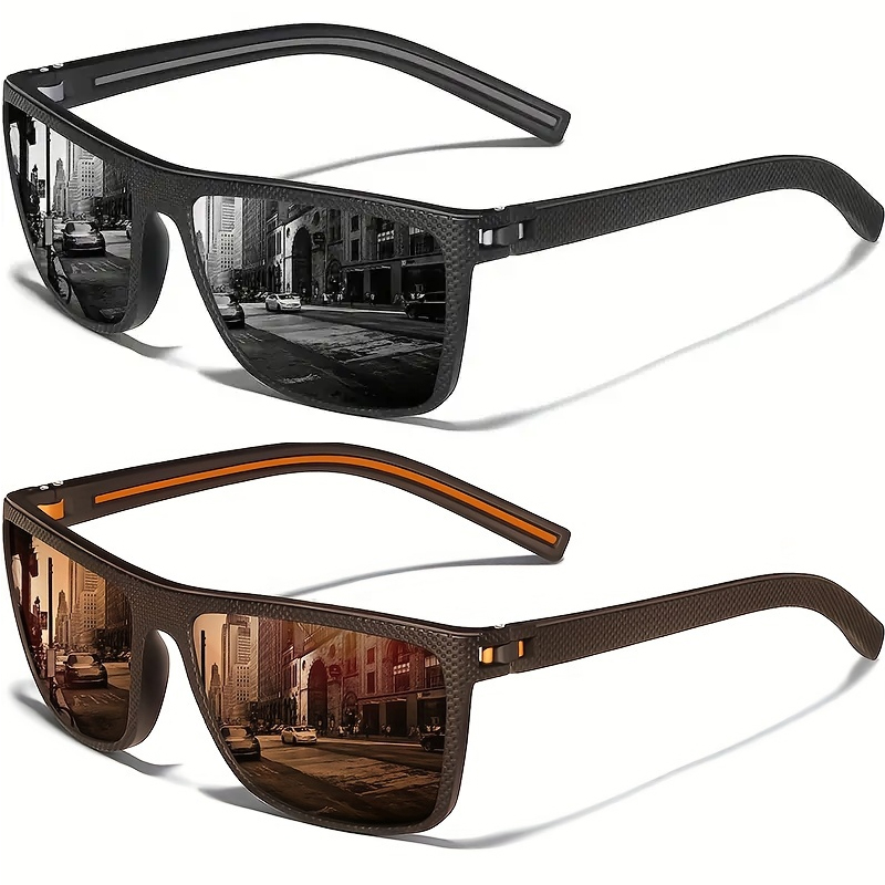 Lunettes de soleil polarisées carrées pour hommes et femmes, monture légère, avec protection UV