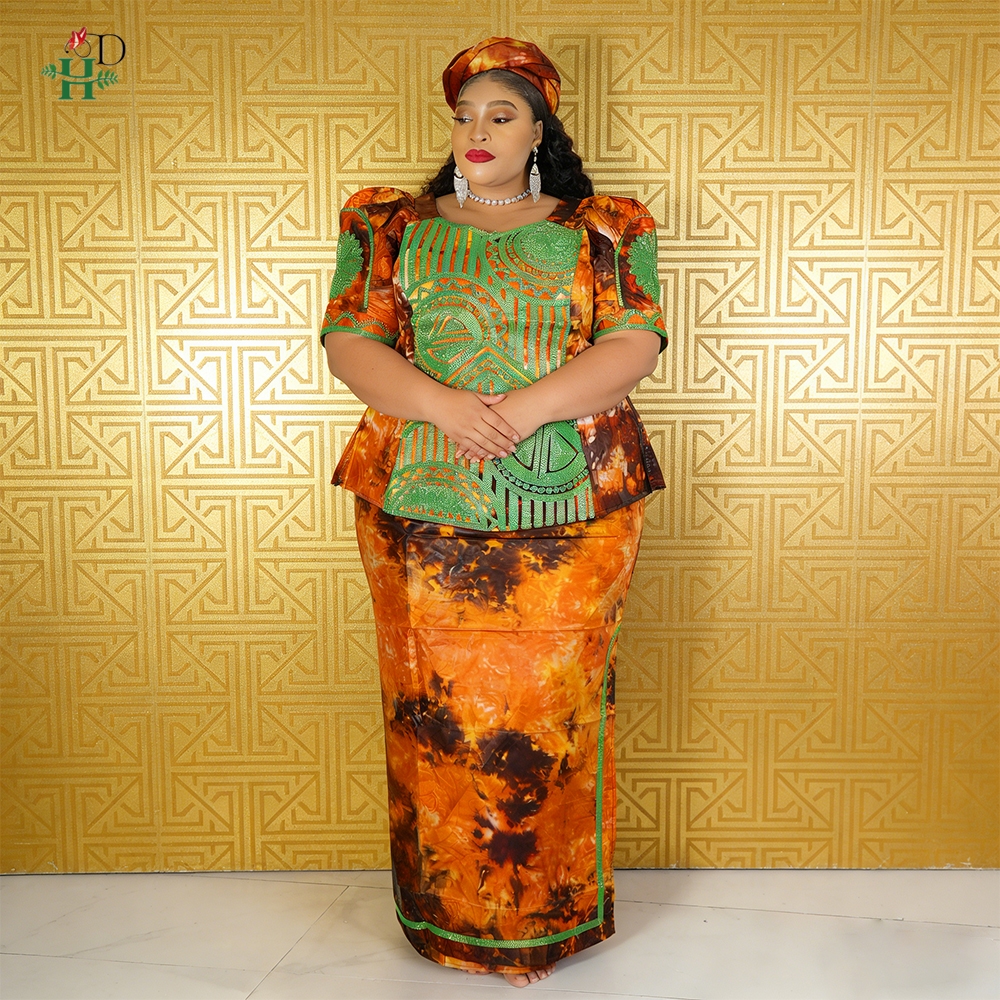 Robes africaines H&D pour femme, robe turque brodée, ensembles 2 pièces, robes traditionnelles Bazin Africain en solde