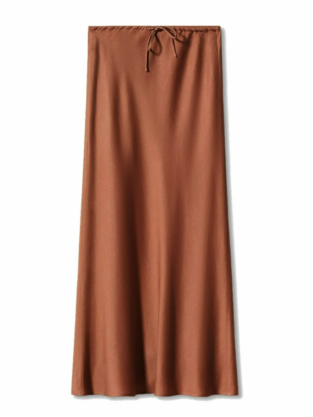 Jupe longue en satin couleur unie pour femme, taille haute, à lacets, élégante et tendance, collection Printemps-Été 2026, style luxe léger