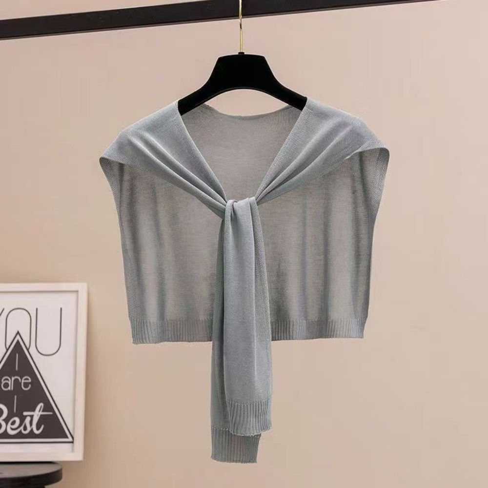 Châle fin en tricot style coréen avec nœud, léger, écharpe climatisante, écharpe d'épaule pour femmes et filles