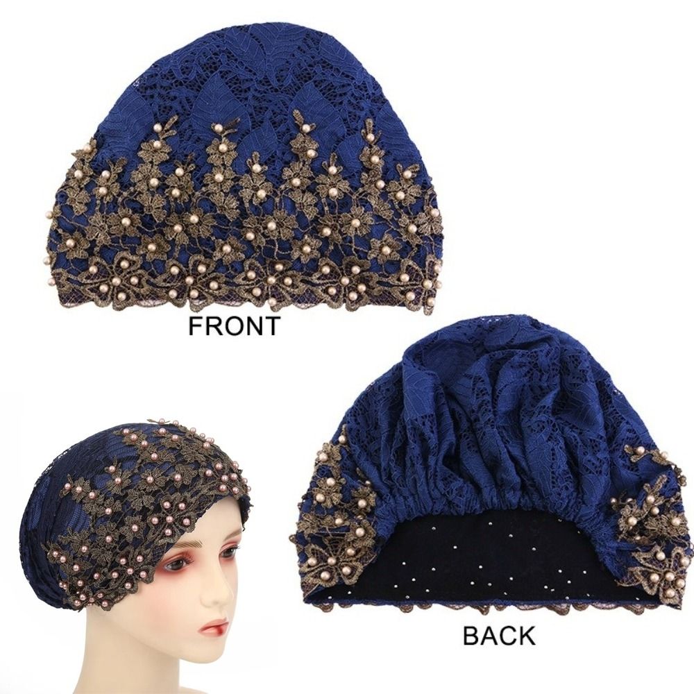 Turban élégant scintillant brodé et perlé, confortable et respirant, bonnet chimio, foulard africain pour femme